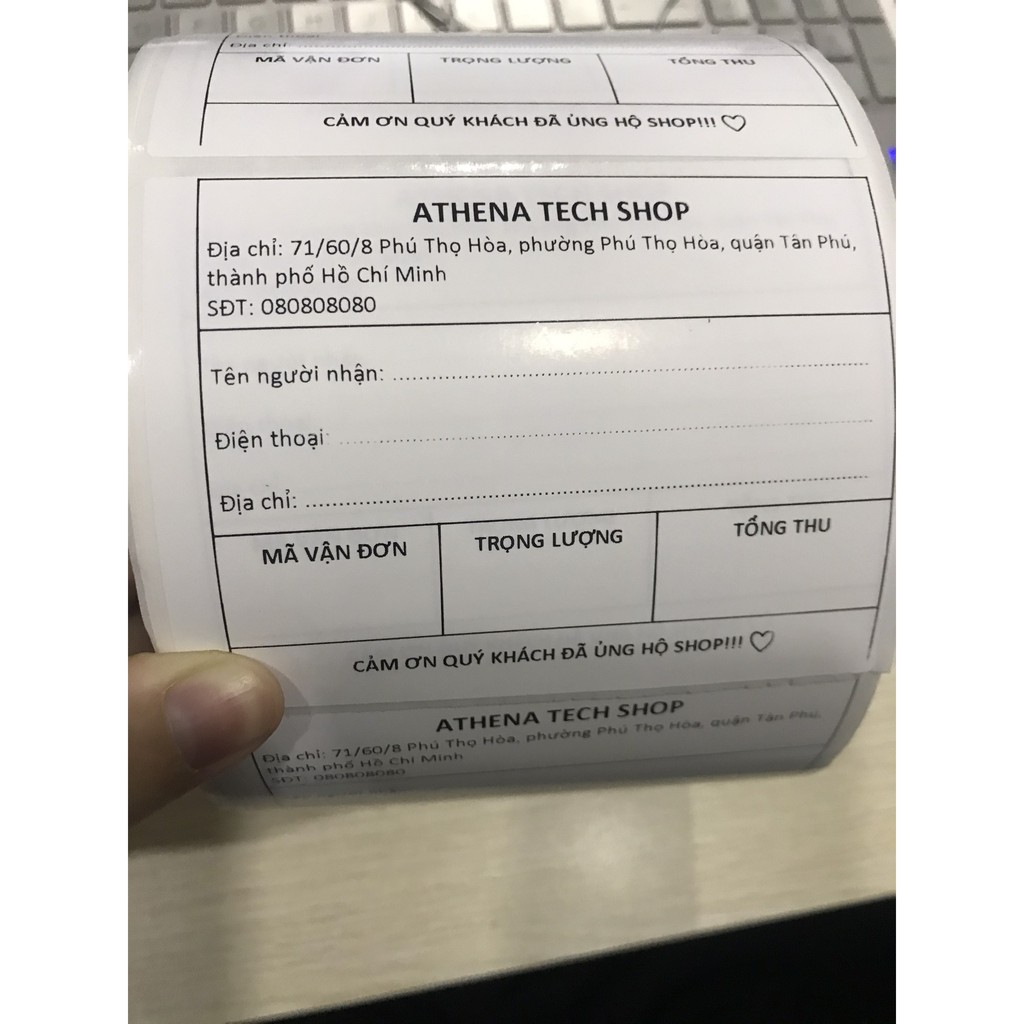 500 TEM HÓA ĐƠN IN SẴN THEO YÊU CẦU DÙNG DÁN MÃ CODE CHO CÁC SHOP (K CẦN MÁY IN NHIỆT)