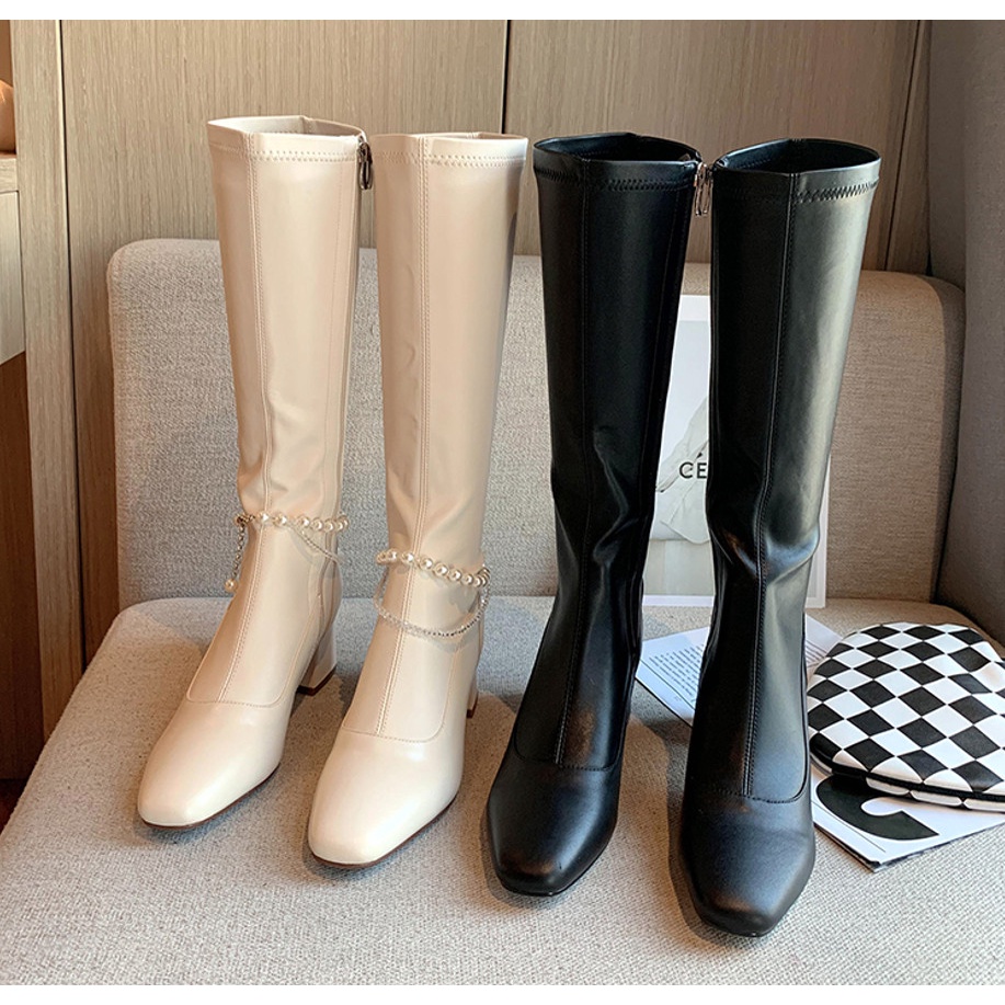 Giày Bốt Nữ Cao Cổ Dài, Boot Đùi Nữ Da Mềm Cao Cấp Cho Nữ - Boots Gót Cao 5 phân Dễ Phối Đồ Phong Cách Trẻ Trung