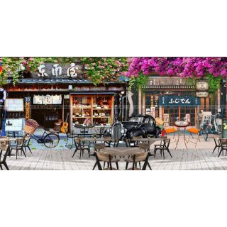 Combo 2 bộ tranh dán tường 3D quán cafe, trà sữa