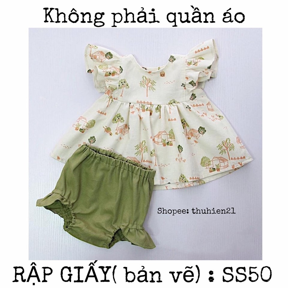 SS50_ Rập giấy may set đồ cho bé