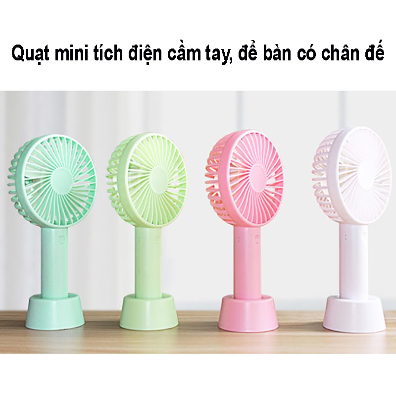 Quạt mini tích điện cầm tay có đế để bàn - để điện thoại siêu hot | BigBuy360 - bigbuy360.vn