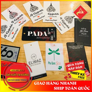 Tag quần áo bán sẵn 100 cái _Nhãn mác ACCA_ Tag treo in giấy c300, đục lỗ _ Thiết kế theo yêu cầu.
