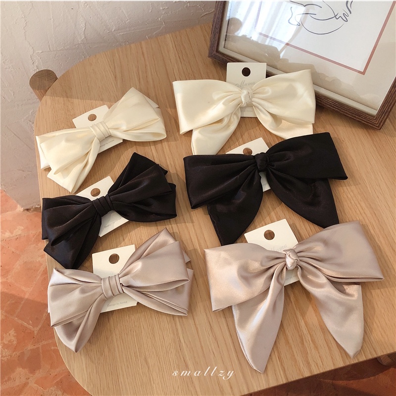 Kẹp Tóc Nơ Vải Lụa Satin Phong Cách Hàn Quốc Thời Trang Cho Nữ