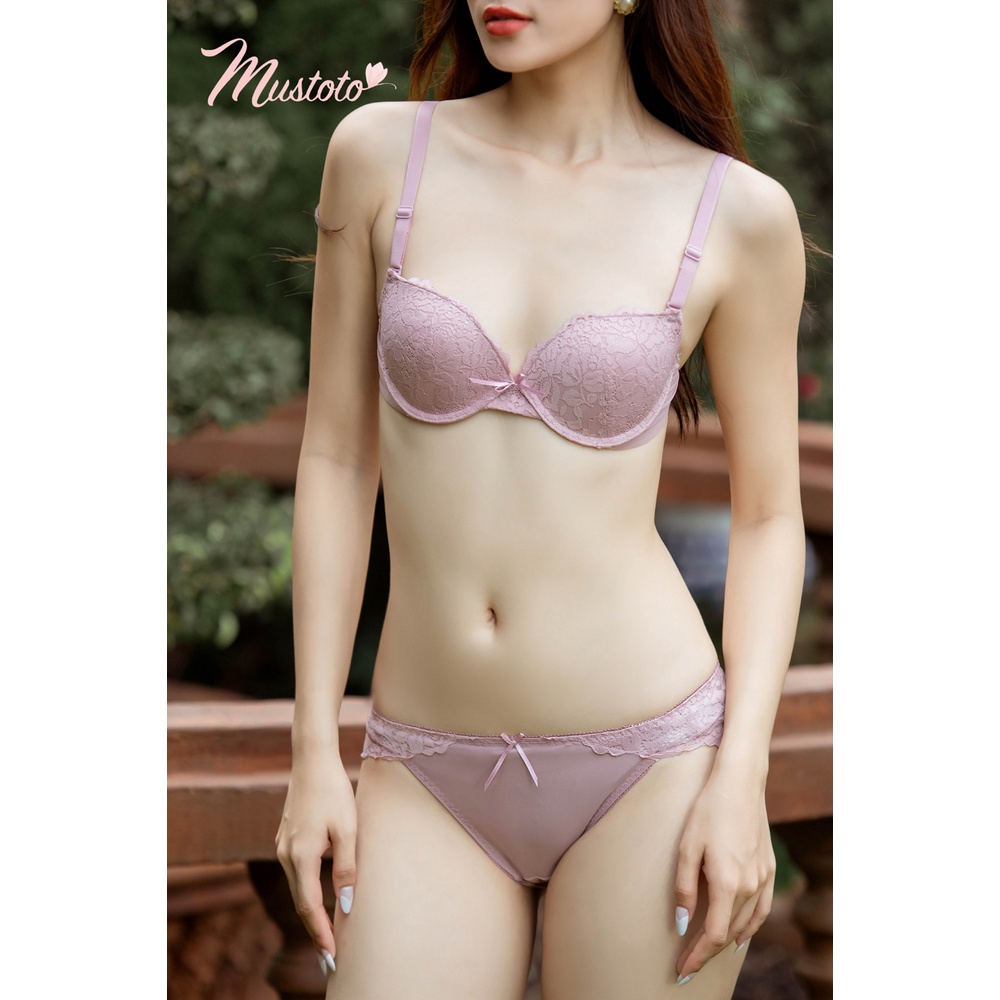 Áo Lót Nữ Ren Phối Lưới Mút Mỏng Bra Camomile Hồng Đất (Mustoto MA19)