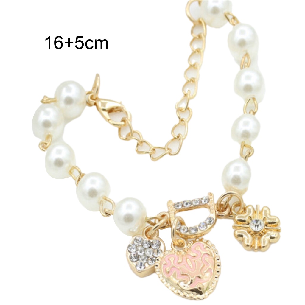 Lắc tay ngọc trai họa tiết trái tim xinh xắn cho nữ