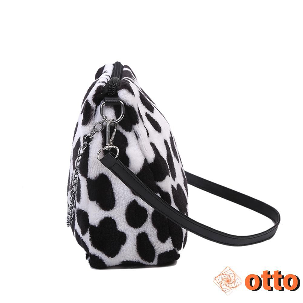 Portable Street Shoulder Chain Purse Women Cow Leopard Top-handle Bag Zipper Small Underarm Handbags