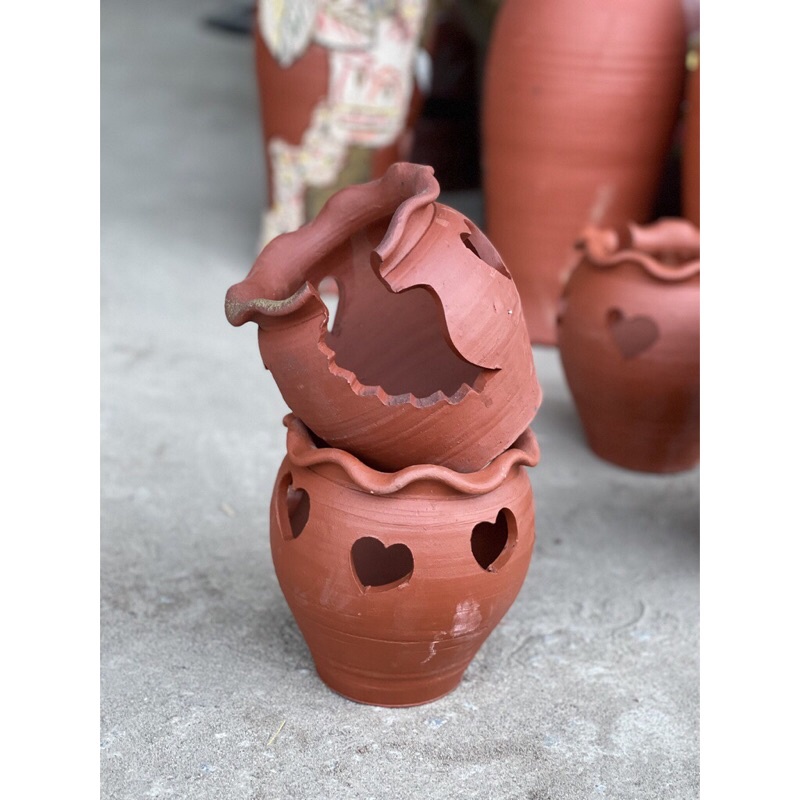 Chậu gốm, đất nung xẻ thân trồng cây sen đá decor cực đẹp, hàng sẵn kho