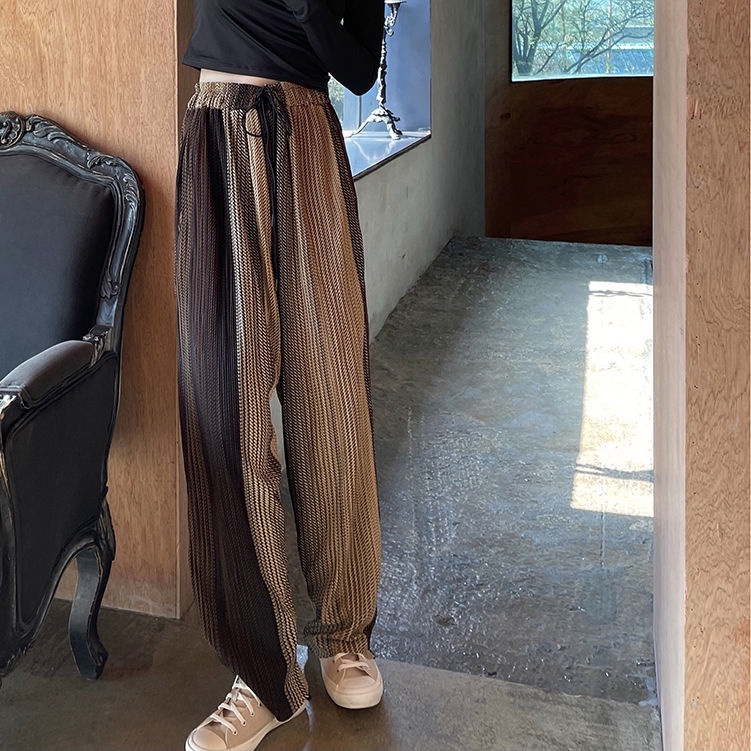 Women's Fashion Color Wide-Length High Waisted Long Pants