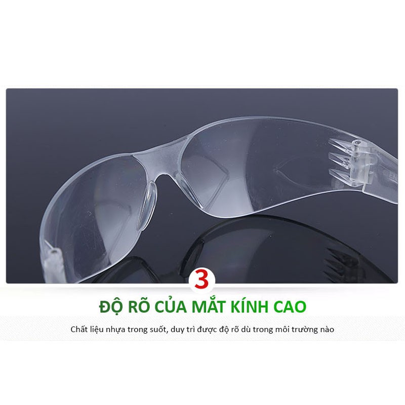 Kính bảo hộ MK-186 chất liệu nhựa PC chống va đập tốt, độ bền cao, thiết kế thời thượng, vừa vặn khi đeo (Màu đen)