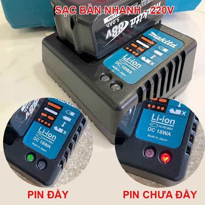 Máy khoan cầm tay pin Makita 118V Không chổi than 3 chức năng, bắn vít tôn đa năng chính hãng