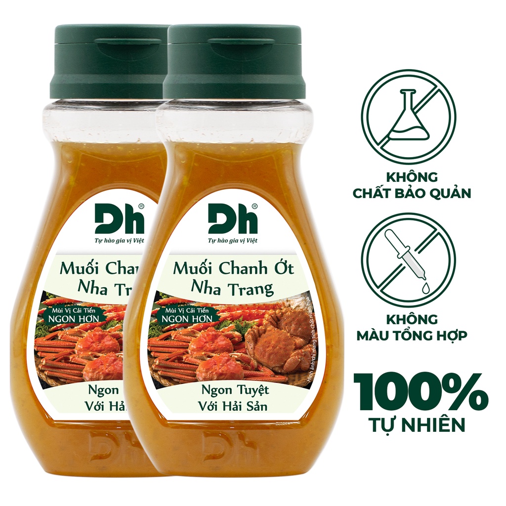 Combo 2 chai muối chanh ớt Nha Trang 200gr Dh Foods gia vị ướp BBQ, sốt chấm thịt nướng hải sản