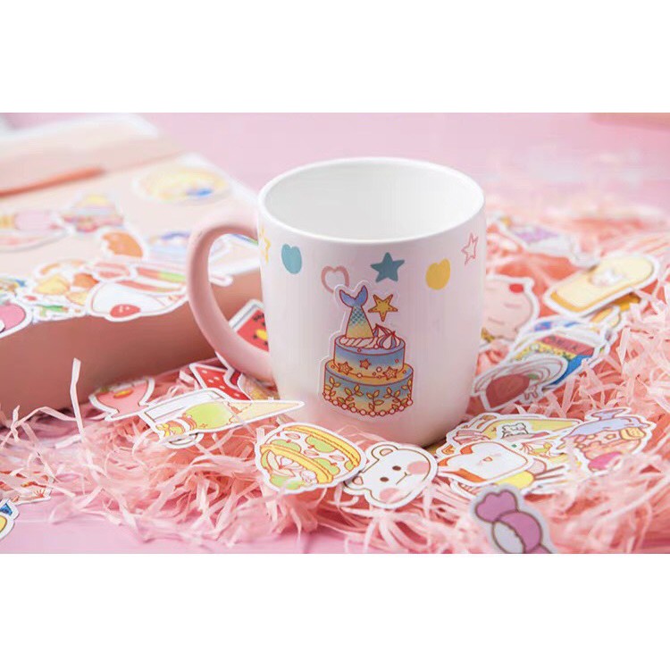 Bộ 10 Sticker hoạt hình cute dán màn hình, bàn học, tủ, mũ bảo hiểm, vali