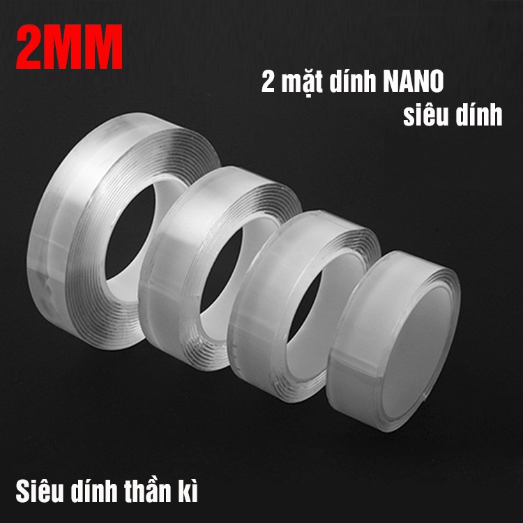 LOẠI DÀY 3CM X 2M X 1MM - Băng keo 2 mặt đa năng trong suốt dán trên mọi bề mặt siêu chắc chắn, tiện lợi