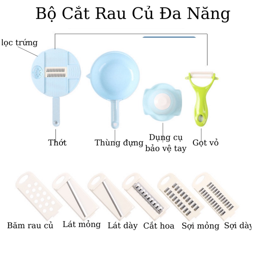 Dụng Cụ Bào Rau Củ Quả Đa Năng Lúa Mạch Thiết Kế 8 trong 1 Tiện Lợi - Darling Home