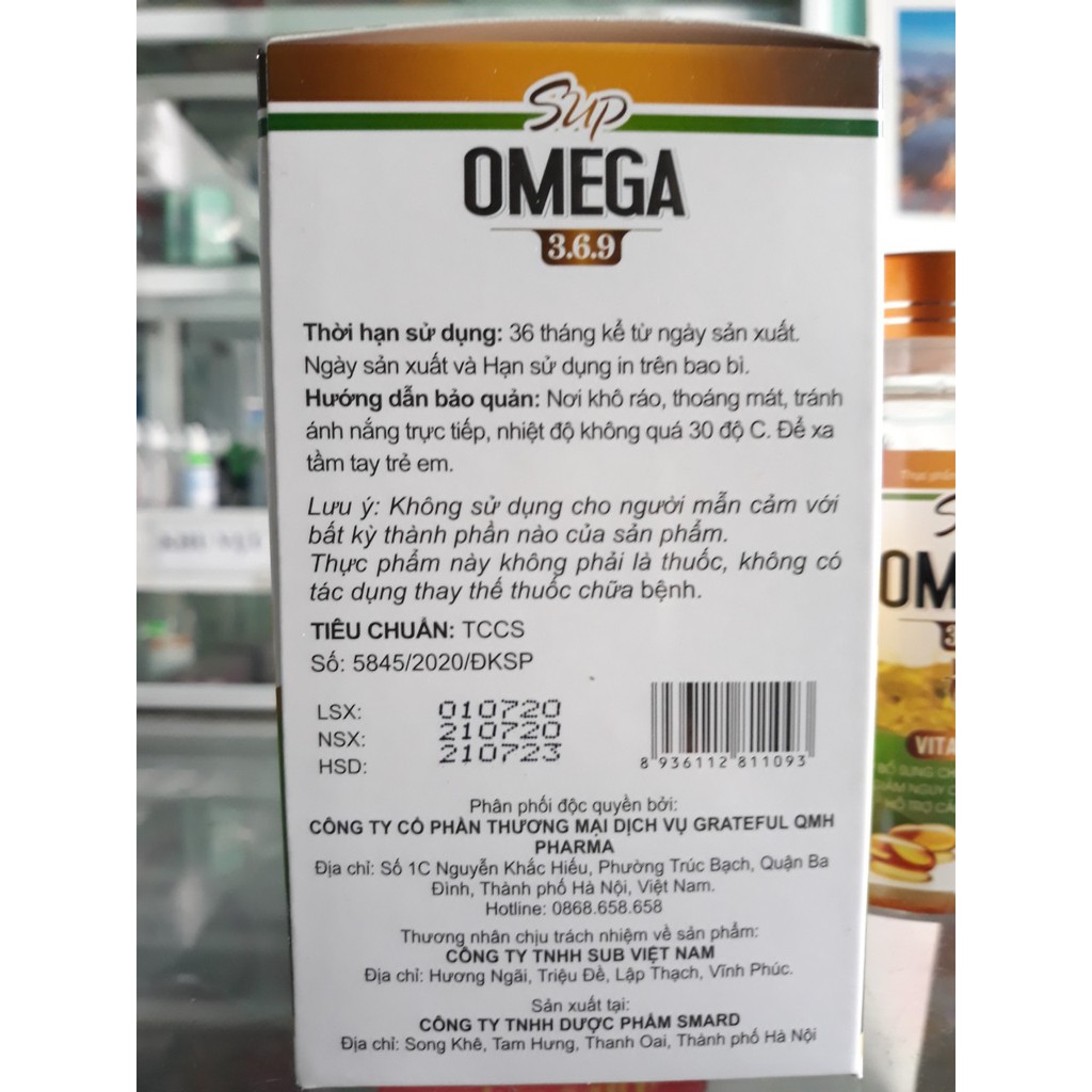 Viên dầu cá OMEGA 369 kèm vitamin E, dầu gấc giúp cải thiện thị lực, giảm xơ vữa động mạch, chống oxy hóa