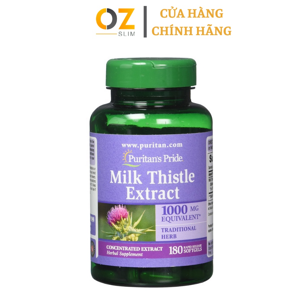 Viên Uống Giải Độc, Làm Mát, Tăng Cường Chức Năng Gan Cao Kế Sữa Milk Thistle Extract Puritan's Pride 1000mg 180 viên