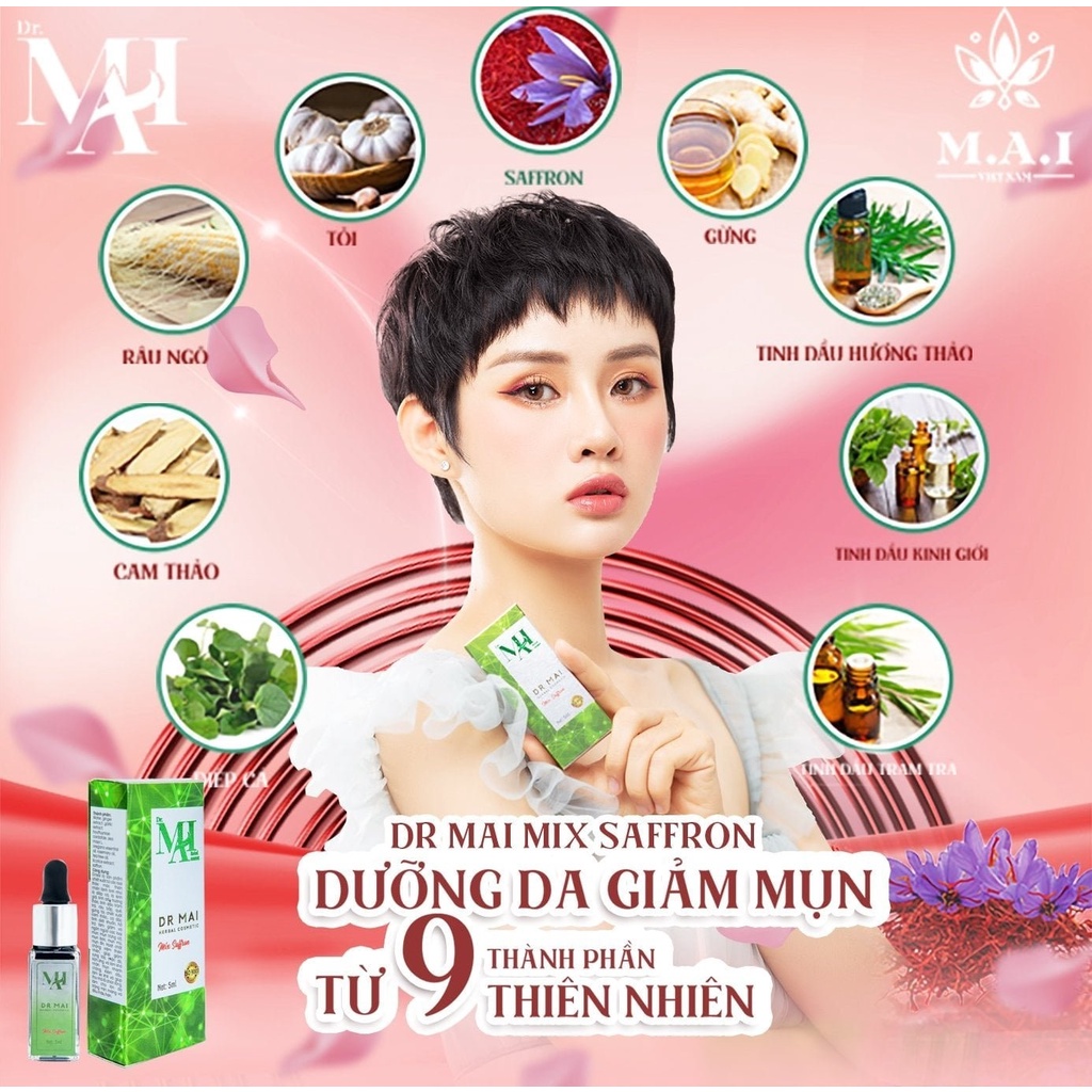 Dr Mai Mix saffron Serum sạch thâm mụn Dr Mai 5ml, sạch thâm dưỡng da trắng sáng mịn màng