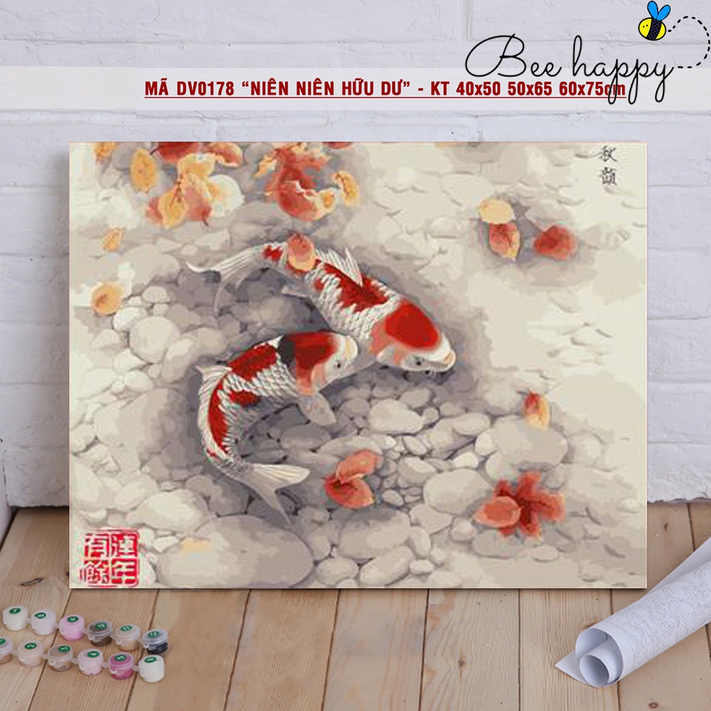 Tranh Sơn Dầu Số Hóa Song Ngư BEE HAPPY Mã DV0178