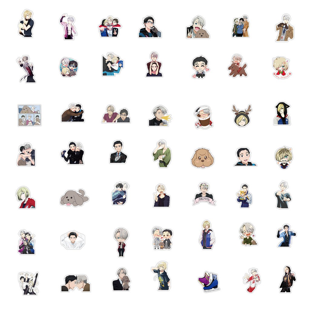Set 50 / 25 / 10 miếng dán anime yuri on ice dùng để trang trí