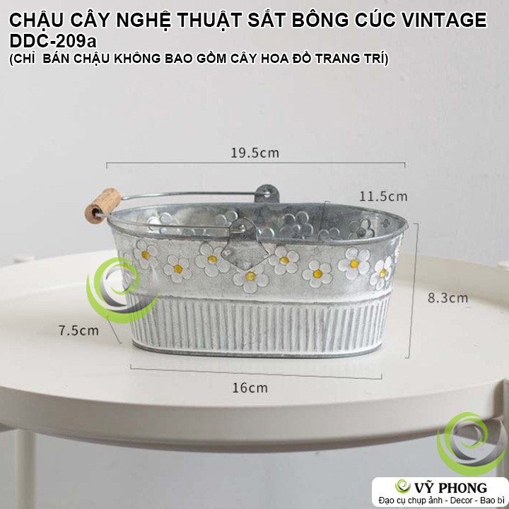 CHẬU CÂY NGHỆ THUẬT SẮT CHẬU HOA SẮT HÌNH BÔNG CÚC VINTAGE TRANG TRÍ CHỤP HÌNH ĐẠO CỤ CHỤP ẢNH SẢN PHẨM INS DDC-209