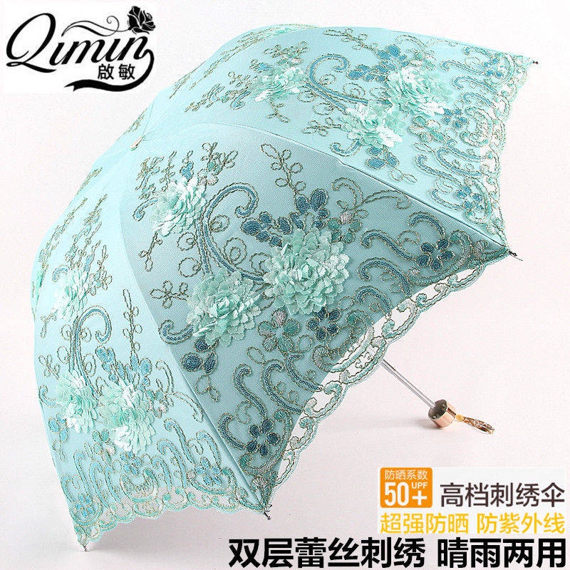 ✡ Trong Kho ✡ Dù Che Nắng Chống Tia Cực Tím Có Thể Gập Lại Thêu Họa Tiết Công Chúa