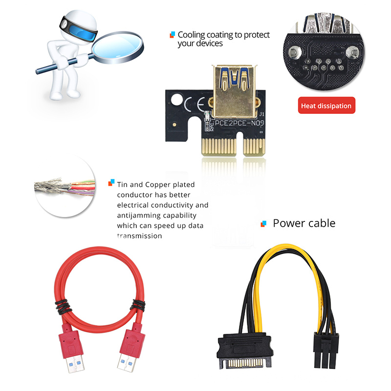 Card Mở Rộng Ver 009s Plus Usb 3.0 Pci-E Riser Card 009s Express 1x 4x 8x 16x