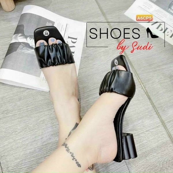 Guốc cao 3 phân quai vải nhúm 3 màu đơn giản dễ phối đồ thời trang SUDI - SD027_BAA