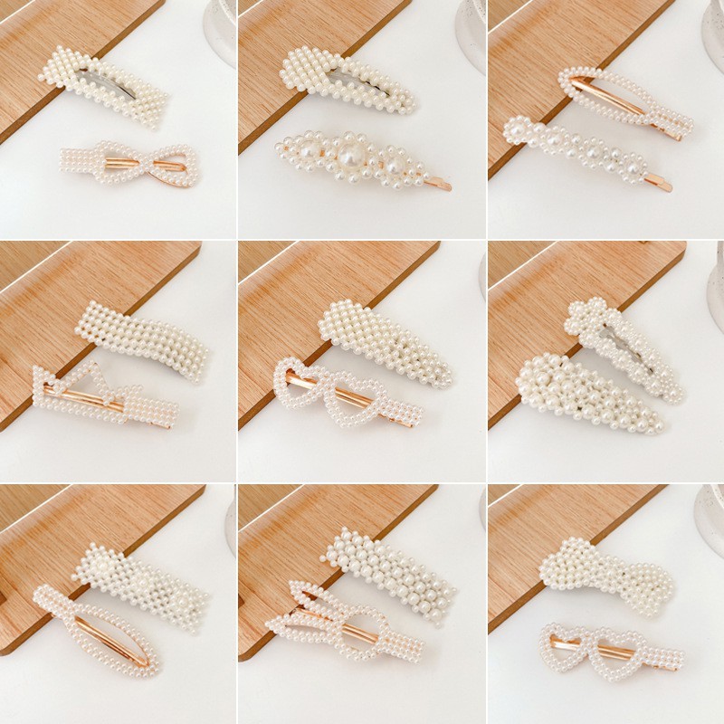 Kẹp tóc đính hạt ngọc trai nhân tạo phong cách Hàn Quốc xinh xắn thời trang cho nữ