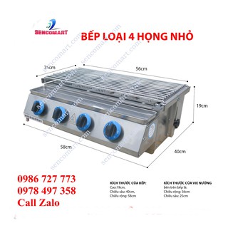 Bếp nướng hàu, thịt xiên chạy gas bằng inox cực bền