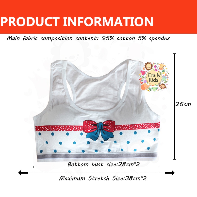 Áo Ngực Thể Thao Cotton Kháng Khuẩn An Toàn Thoải Mái Cho Bé Gái 10-14 Tuổi
