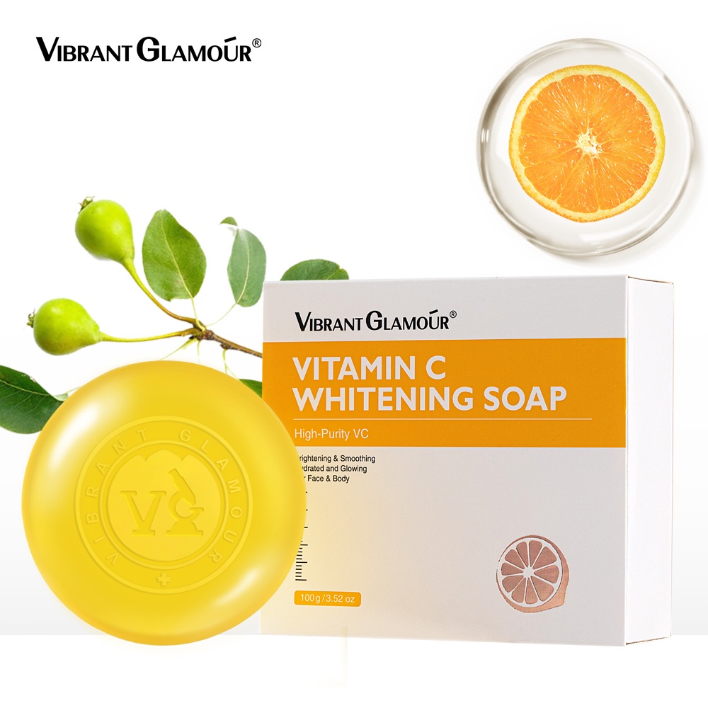 Xà Phòng Rửa Mặt VIBRANT GLAMOUR Chứa Vitamin C Làm Sạch Sâu Làm Sáng Da Và Loại Bỏ Đốm Đen Trên Cơ Thể 100g