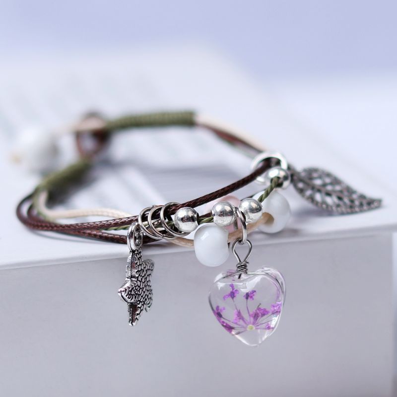 Vòng Tay Gốm Mặt Thủy Tinh Bông Hoa /Trái Tim Trang Nhã Molangshop