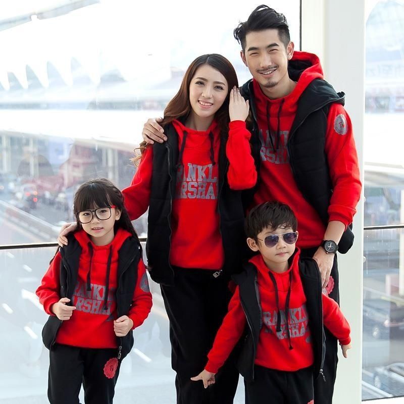 Cha mẹ và con trai mặc một gia đình bốn người thu đông mới ba áo khoác mùa 3 bộ đồ