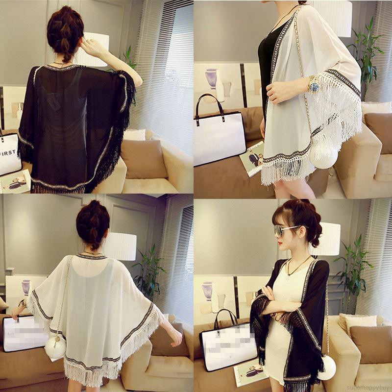 Women Summer Beach Chiffon Sunscreen Cardigan Outwear Cover Up | BigBuy360 - bigbuy360.vn