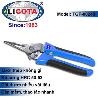 Kéo cắt cành 8 inch 200mm mỏ nhọn, cán nhựa licota - tgp-00248