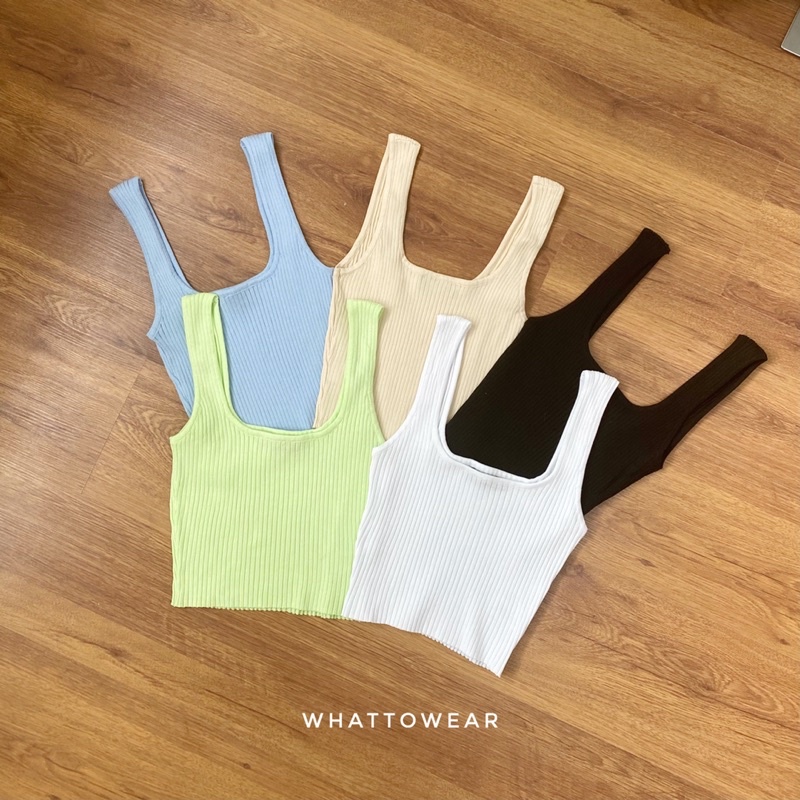SALE Áo croptop ba lỗ dệt kim cổ vuông nhiều màu
