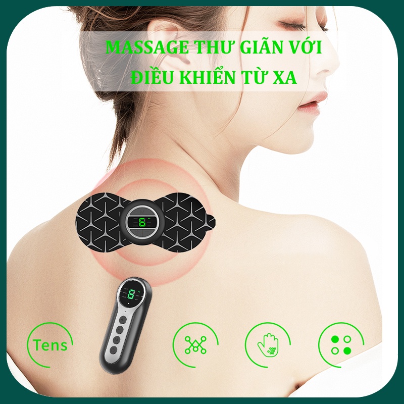 Máy massage – Miếng dán mát xa có điều khiển từ xa giảm đau cổ vai gáy, đau lưng, đau mỏi cơ sau tập luyện