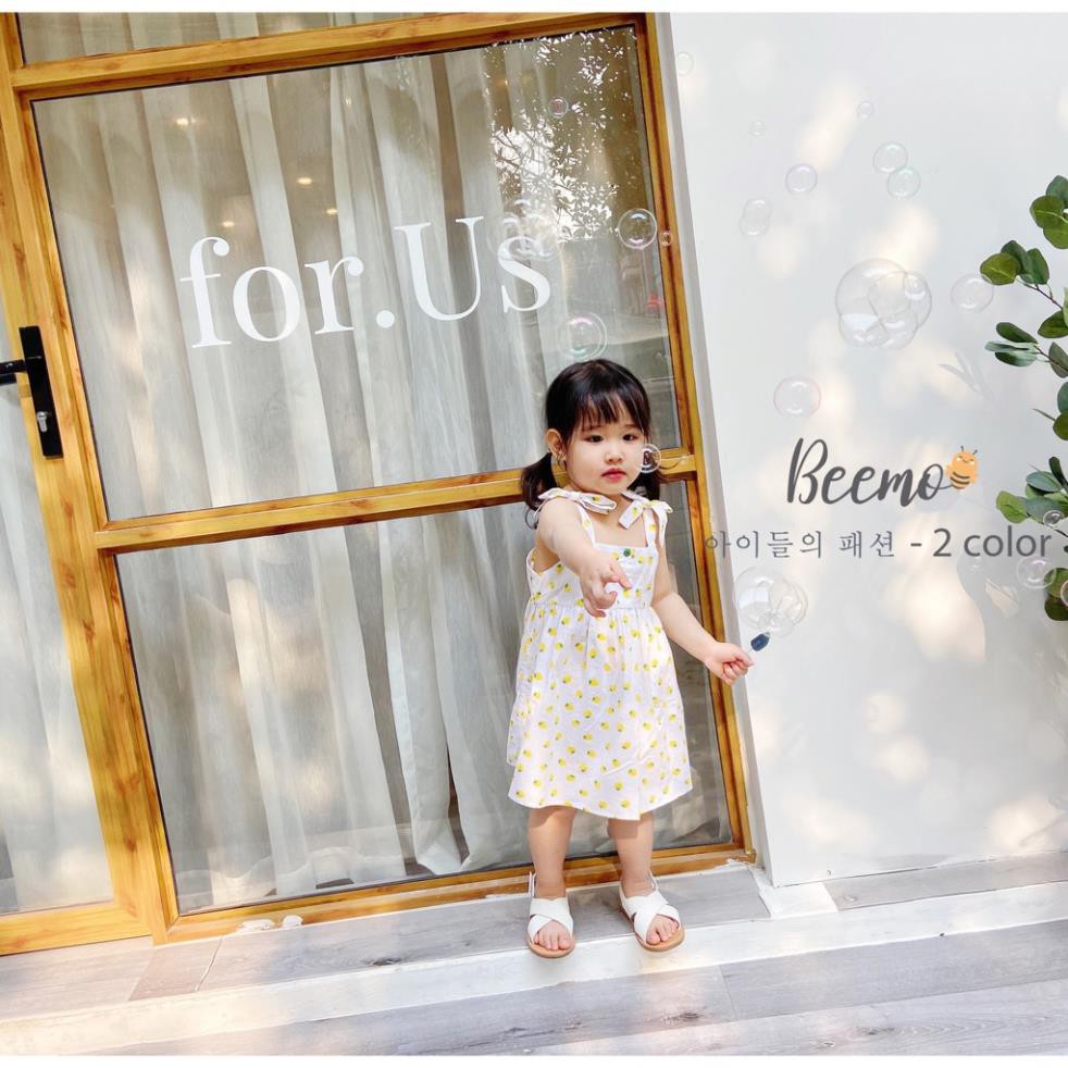 Váy baby doll vải thô cotton mềm mát cho bé, váy 2 dây dễ thương xinh xắn 10 - 23kg - Lá Kids Shop