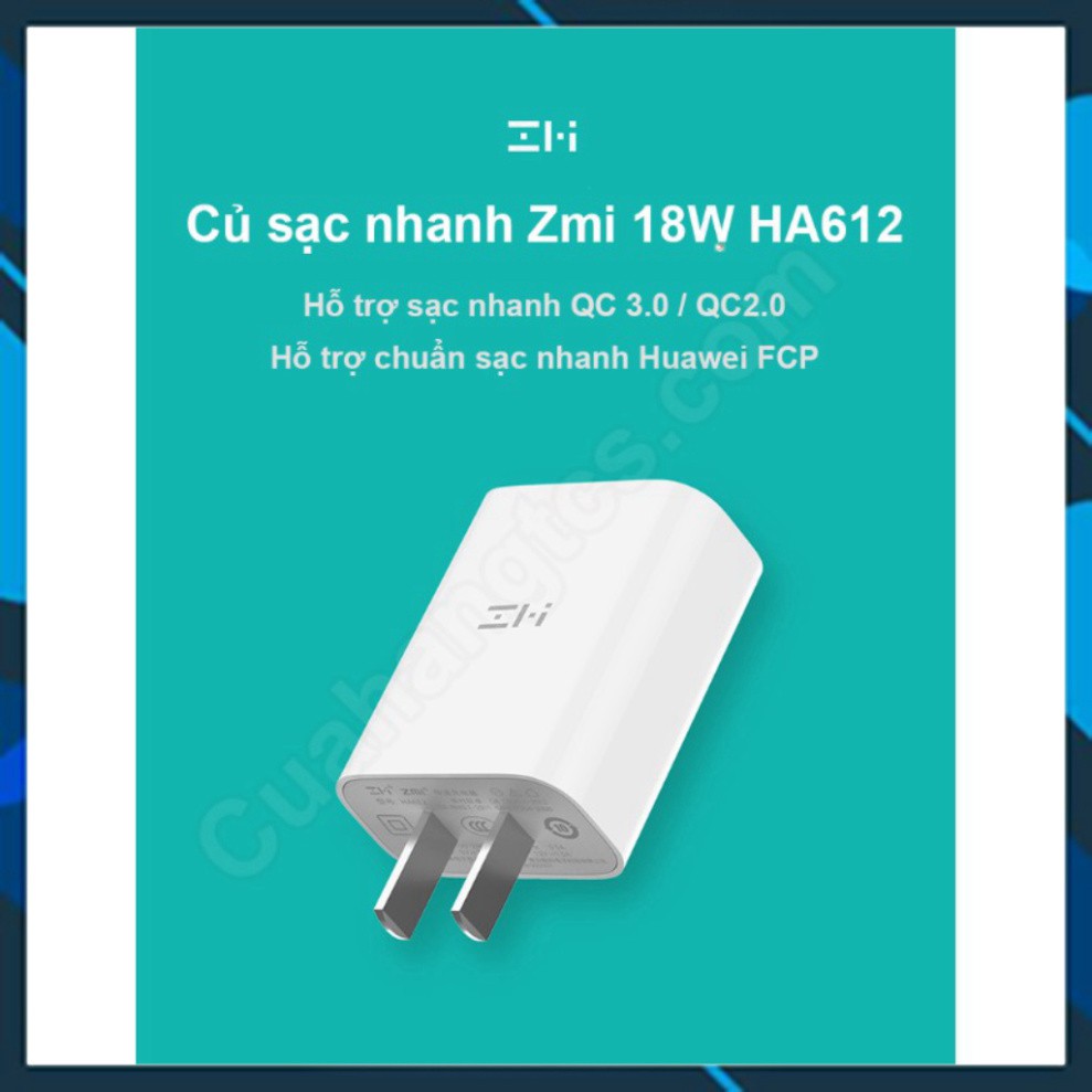 Củ sạc nhanh 18W Zmi xiaomi HA612 Cốc sạc nhanh Xiaomi