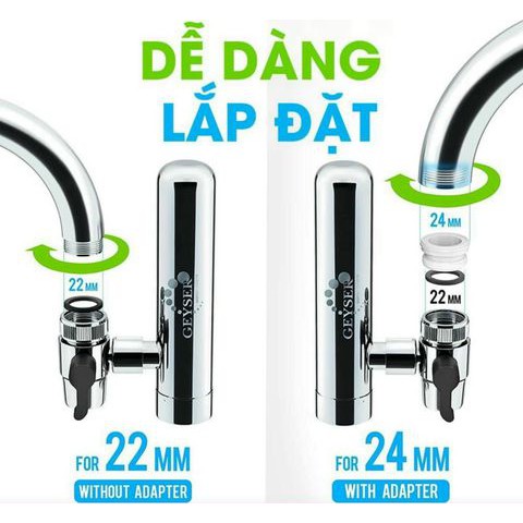 Máy lọc nước tại vòi chính hãng Geyser Euro M với lõi Aragon 4 trong 1