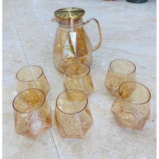 (Ảnh thật) BỘ BÌNH 6 CỐC THUỶ TINH CAO CẤP
