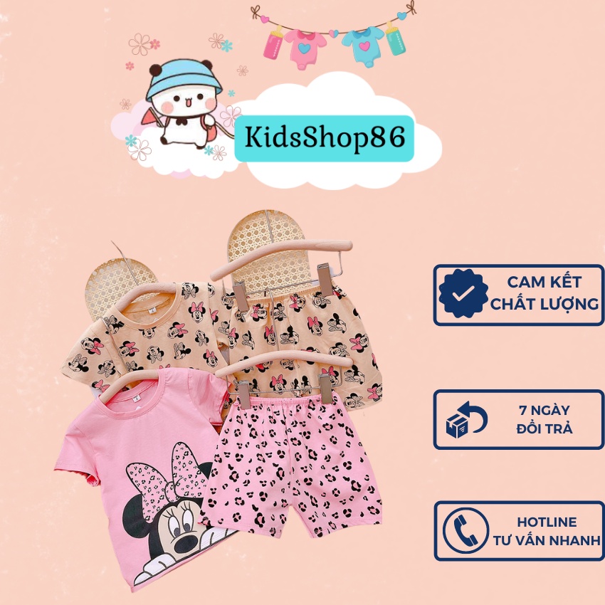 BỘ CỘC TAY CHO BÉ GÁI IN HÌNH MICKEY ĐEO NƠ MẪU HOT H&MM 2022 CHUẨN COTTON TÀU LOẠI 1, MỀM MÁT SIZE 7-19KG [CT24]