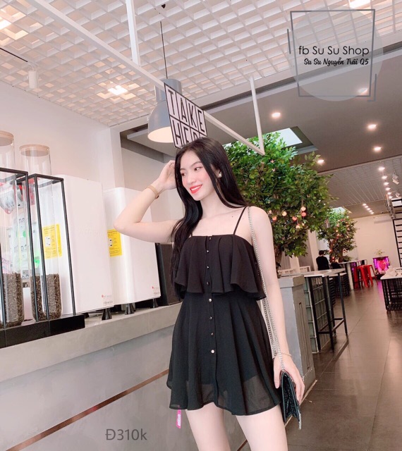 Đầm hai dây phối nút bèo siêu đẹp siêu rẻ | BigBuy360 - bigbuy360.vn