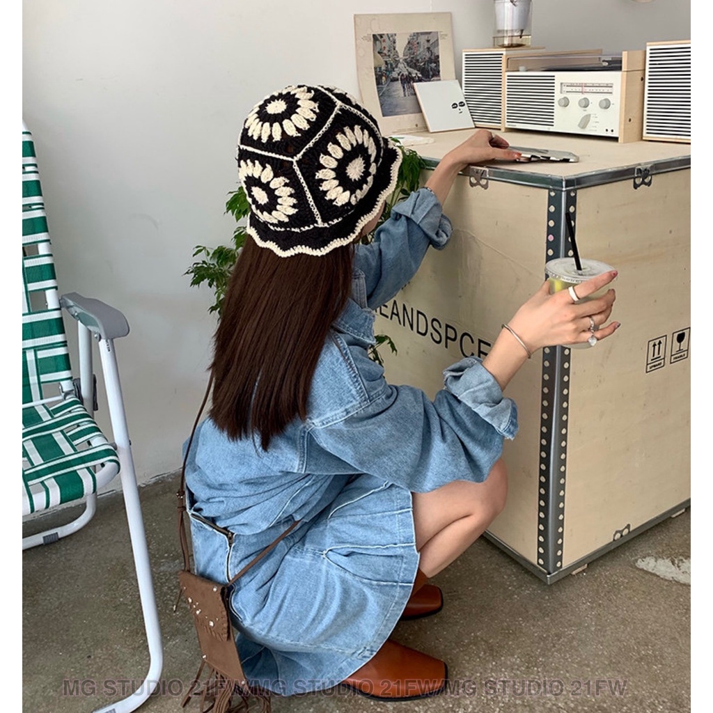 Nón tai bèo Mg Studio kiểu retro thêu hoa một tùy chọn