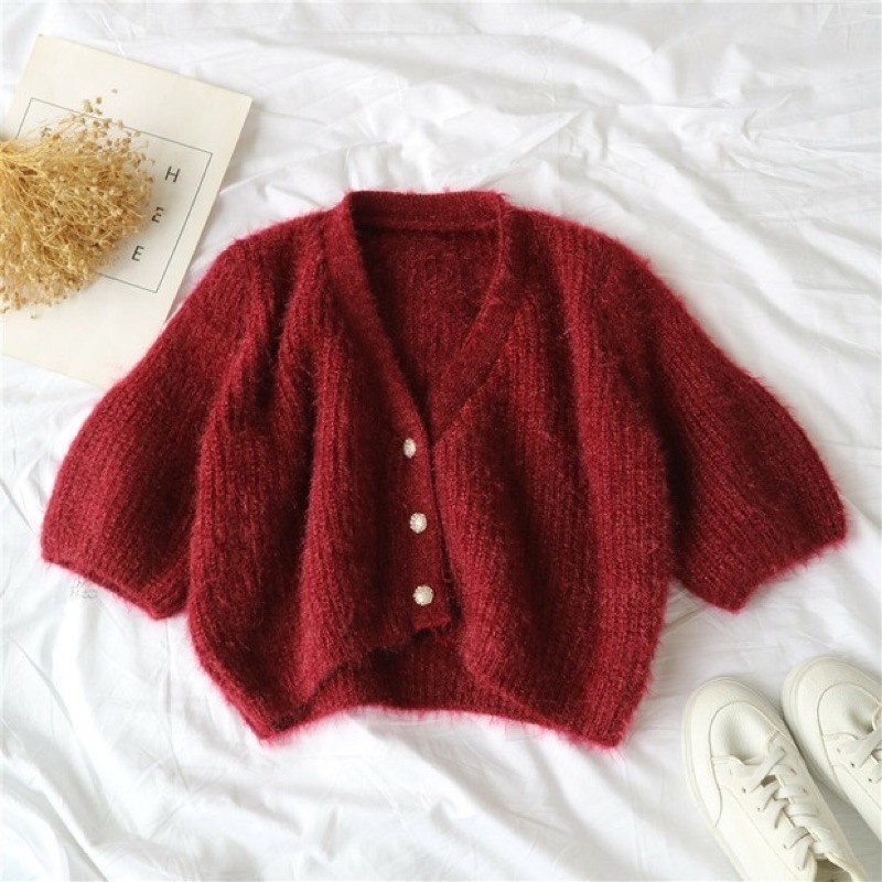 [SẴN] Áo cardigan dáng ngắn nữ, áo khoác len tay lỡ, croptop len cực xinh dễ mix đồ