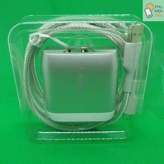 [Hàng xuất dư] Bộ Sạc Belkin Boost Charge 24W - 2 cổng sạc + cáp Type C 3.1 - dài 1.5m