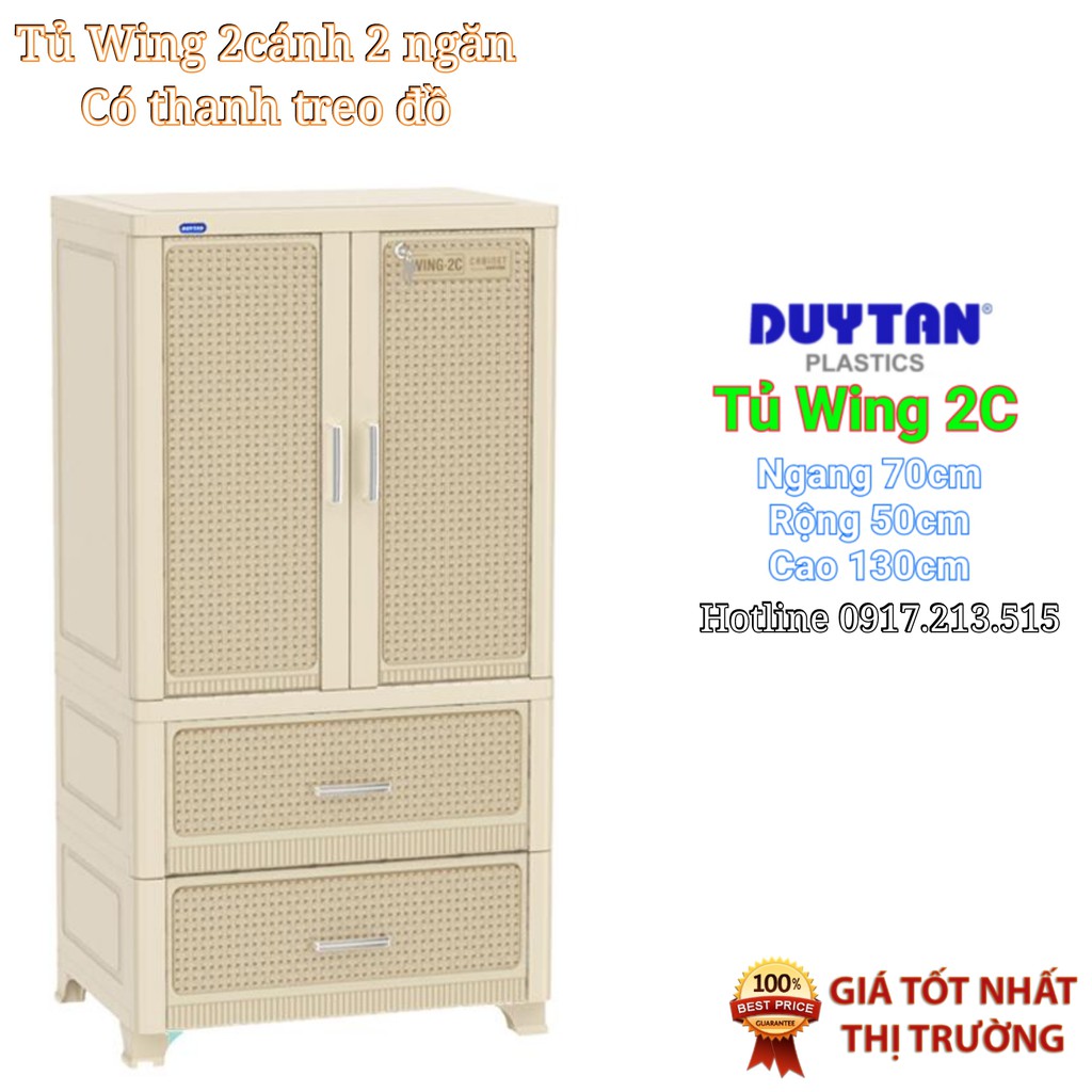 Tủ Nhựa Duy Tân Wing 2C-2N - Màu Trắng