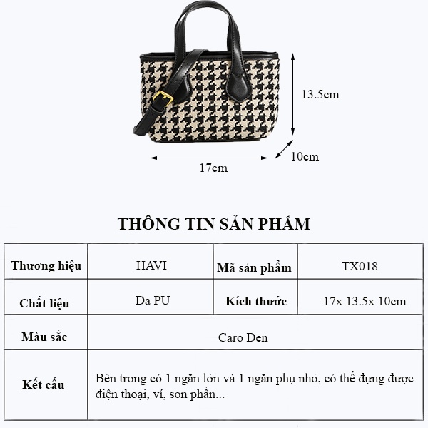 Túi Xách Nữ Đeo Chéo, Đeo Vai Caro Thời Trang Cao Cấp TX018