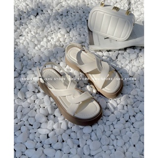 Shu store | sandal đế xuồng quai ngang đan chéo mũi tròn đế cao xăng đan đi học nữ