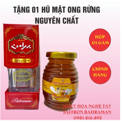 Hộp 01gr Nhụy Hoa Nghệ Tây Saffron Negin Thương Hiệu Bahraman Của Iran